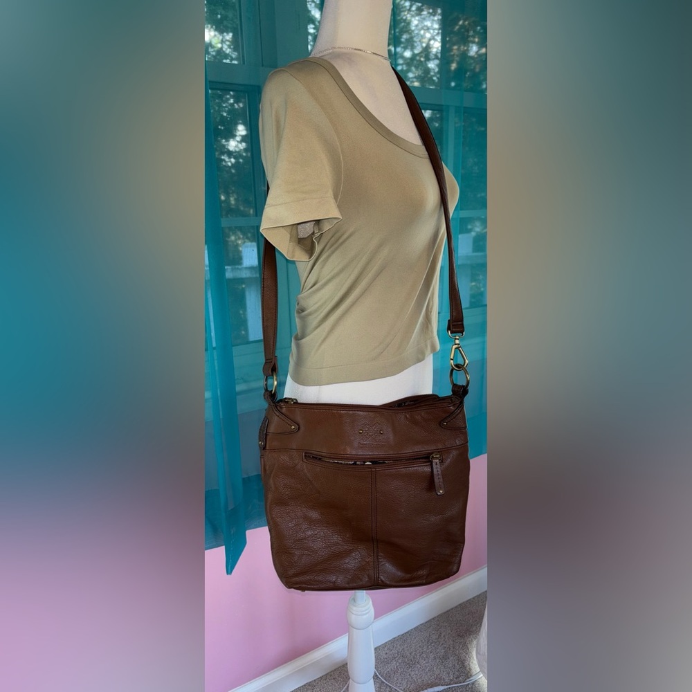 Stone Mountain Brown Leather Crossbody Bag Genuine Leather Boho Shoulder Purse - Picture 8 of 8